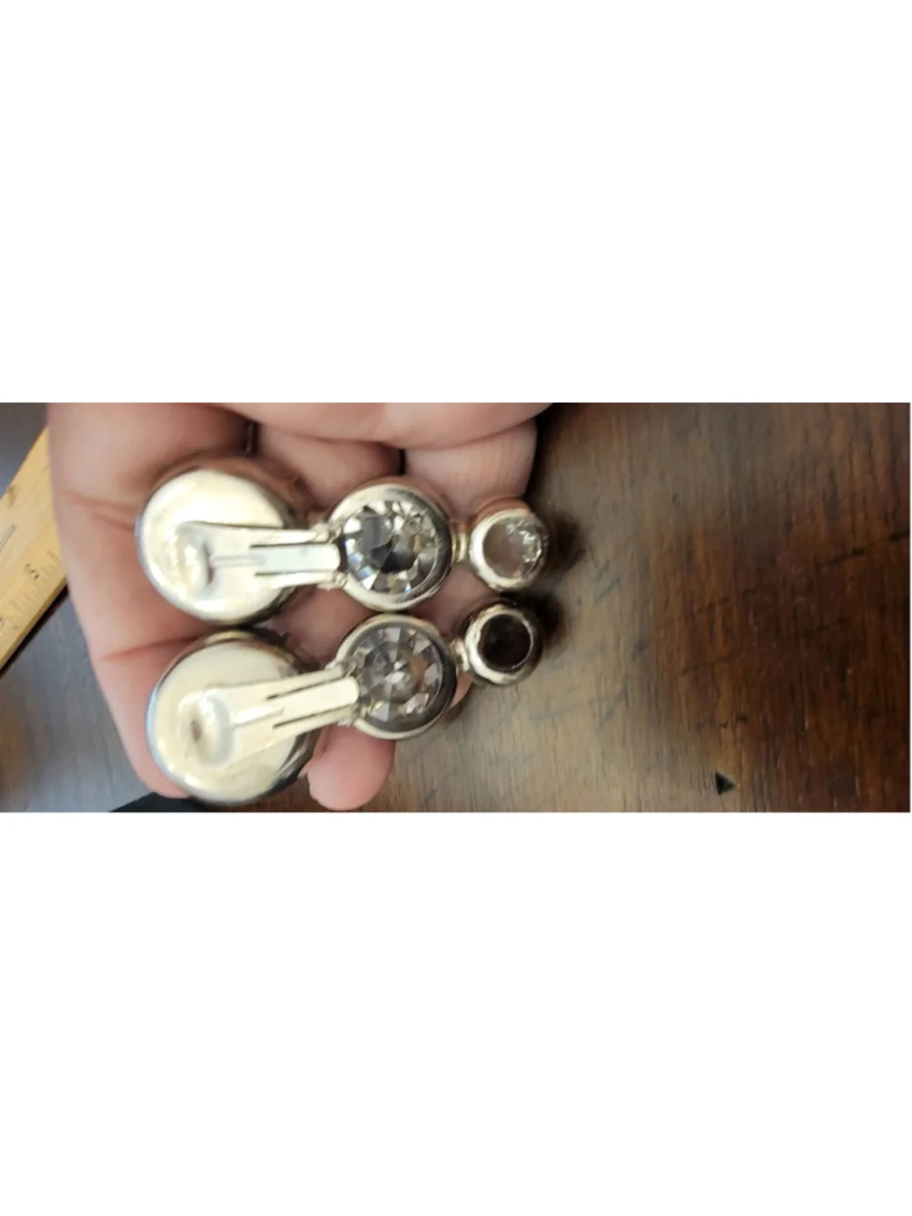 Vintage Oversized Clear Crystal Rhinestone Clip On Earrings Silver Tone Glam
